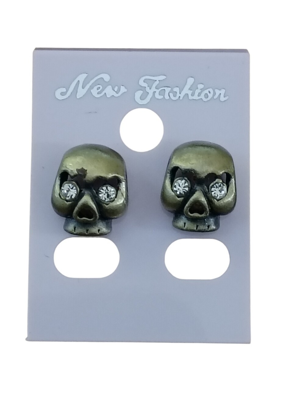 Earrings Skull Stud Earring  Antique Gold Tone Fashion Statement Jewelry